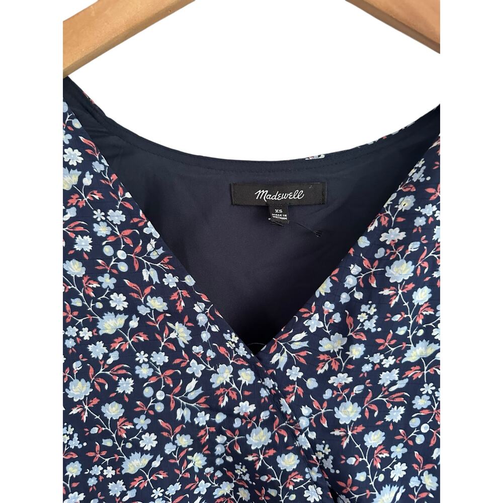 NEW Madewell Tie Waist Midi Dress in Harvest Deep Navy Vine Size XS - Picture 9 of 11